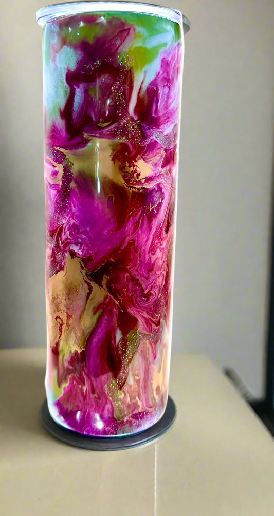 30oz Pink Ink Drop Tumbler