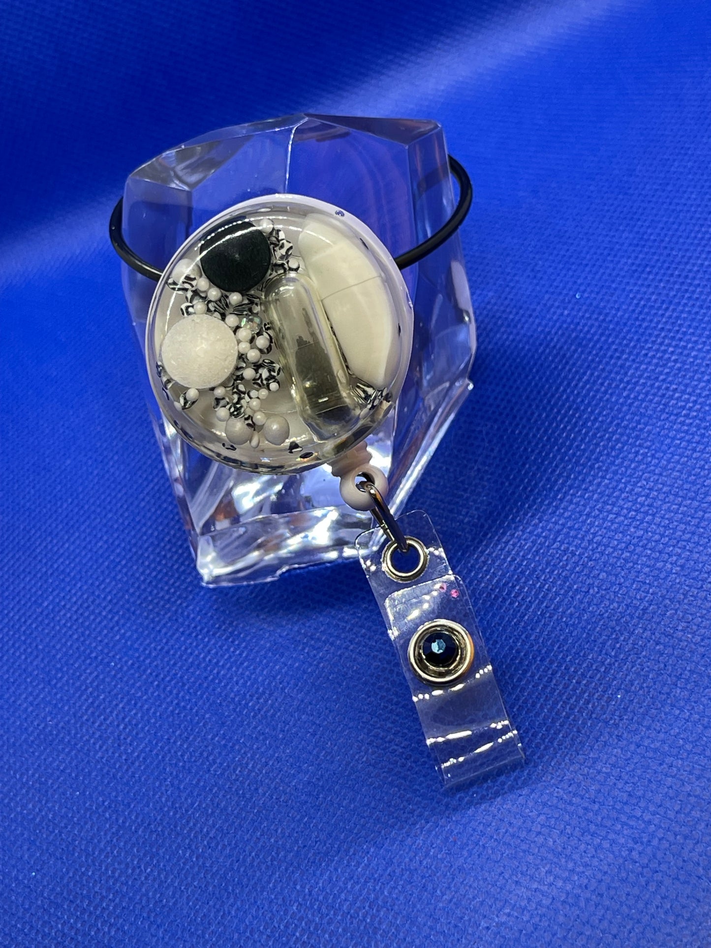 Black and White Happy Pill Badge Reel